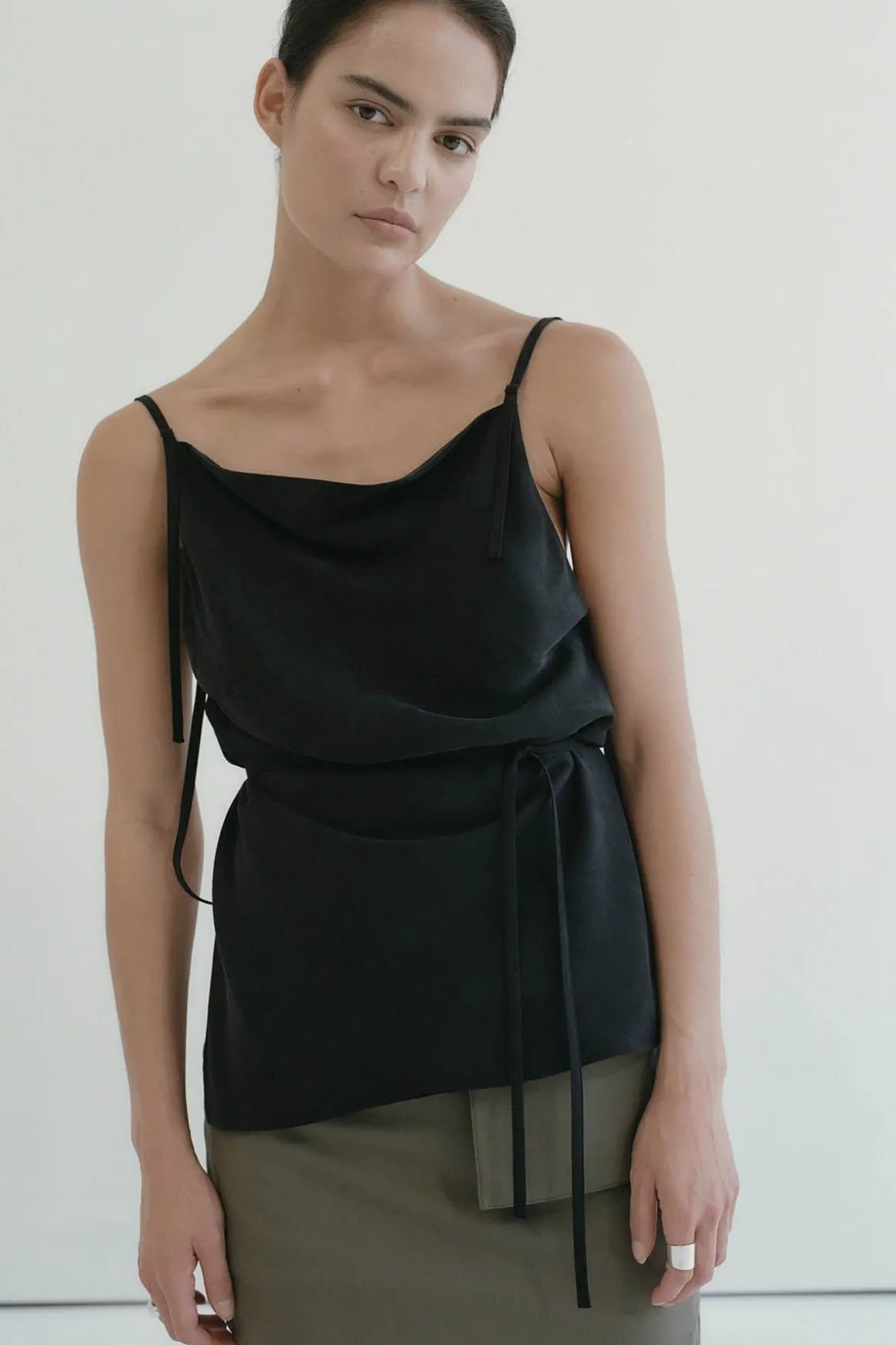 St. Agni Adjustable Strap Top - Black