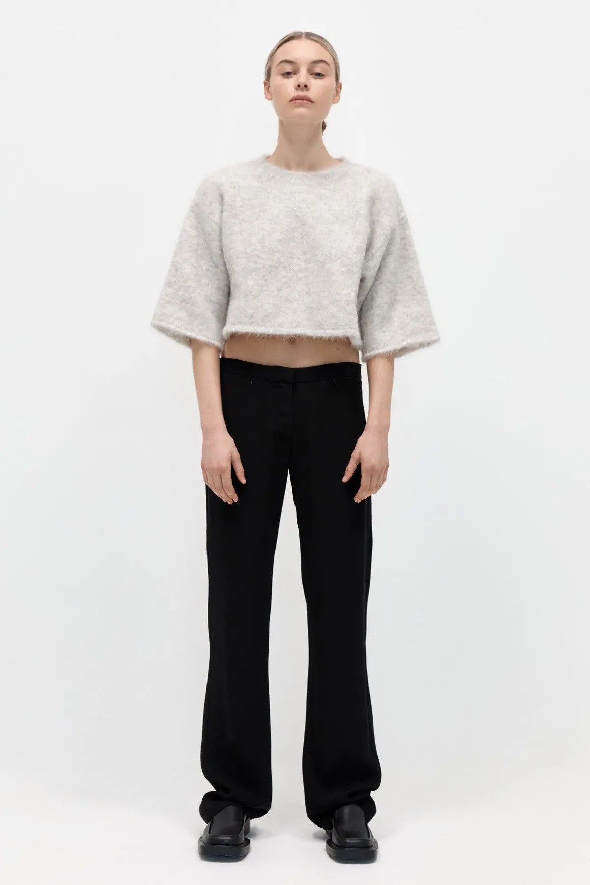 St. Agni Alpaca Cropped Tee - Light Grey