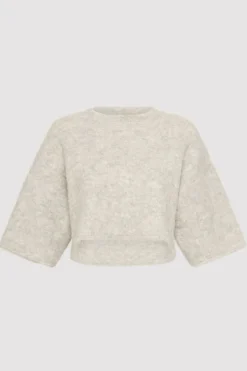 St. Agni Alpaca Cropped Tee - Light Grey