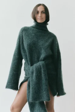St. Agni Alpaca Funnel Neck Sweater - Sea Green