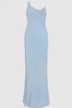 St. Agni Asymm Drape Maxi Dress - Stone Blue