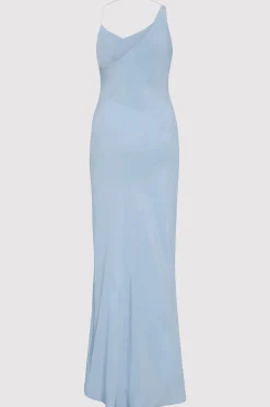 St. Agni Asymm Drape Maxi Dress - Stone Blue