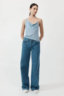 St. Agni Asymm Drape Top - Stone Blue