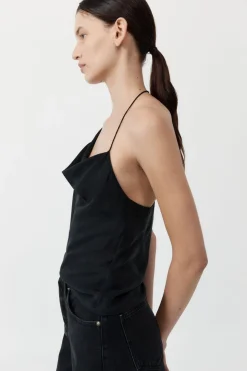St. Agni Asymm Drape Top - Washed Black