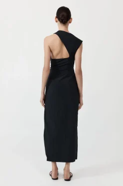 St. Agni Asymm Tuck Dress - Black