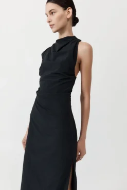 St. Agni Asymm Tuck Dress - Black