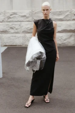 St. Agni Asymm Tuck Dress - Black