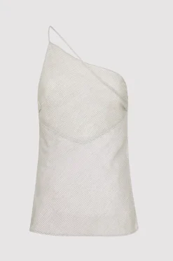 St. Agni Asymmetric One Shoulder Top - Sheer Stripe