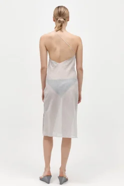 St. Agni Asymmetric Slip Dress - Sheer Stripe