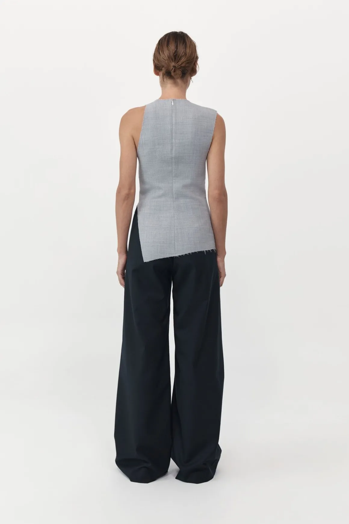 St. Agni Asymmetrical Neck Top - Grey Heather