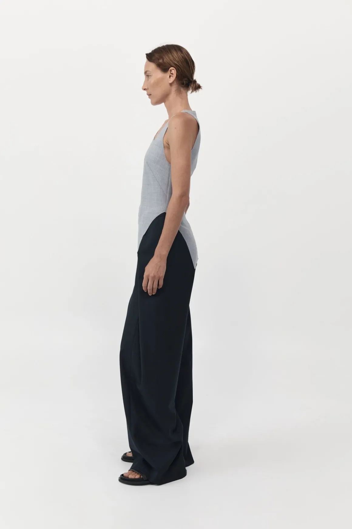 St. Agni Asymmetrical Neck Top - Grey Heather