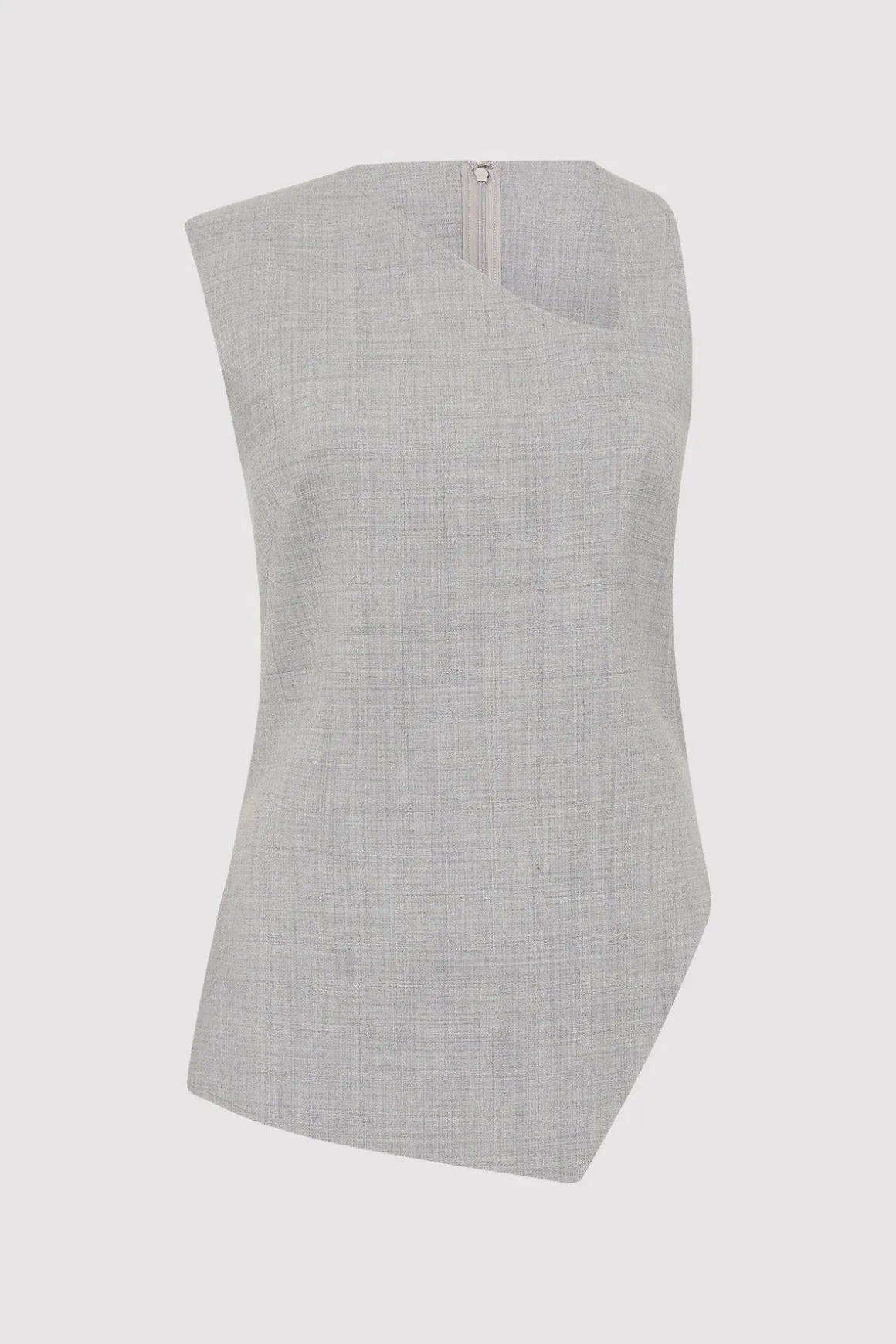 St. Agni Asymmetrical Neck Top - Grey Heather