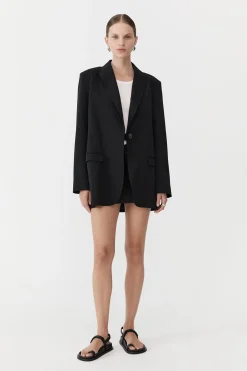 St. Agni Belt Detail Blazer - Black