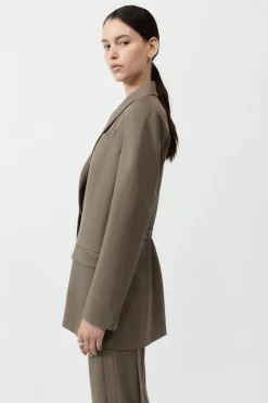 St. Agni Belt Detail Blazer - Kelp