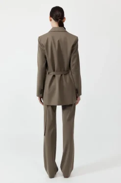 St. Agni Belt Detail Blazer - Kelp