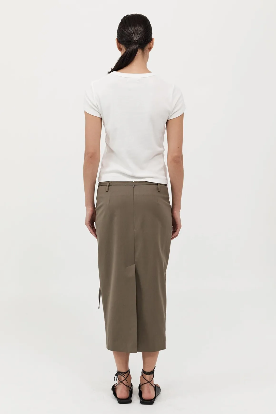 St. Agni Belted Pencil Skirt - Kelp