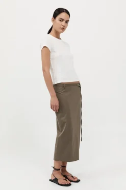 St. Agni Belted Pencil Skirt - Kelp
