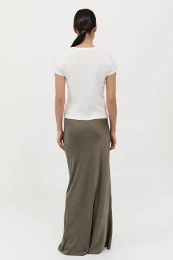 St. Agni Bias Slip Skirt - Kelp