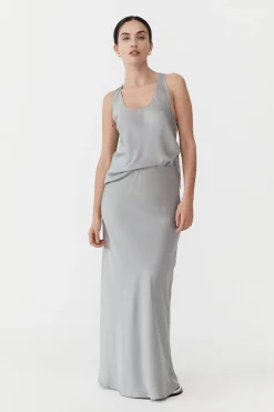 St. Agni Bias Slip Skirt - Silver