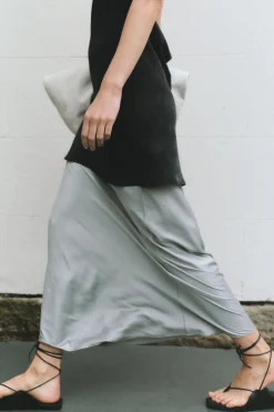 St. Agni Bias Slip Skirt - Silver