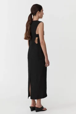 St. Agni Classic Side Detail Dress - Black