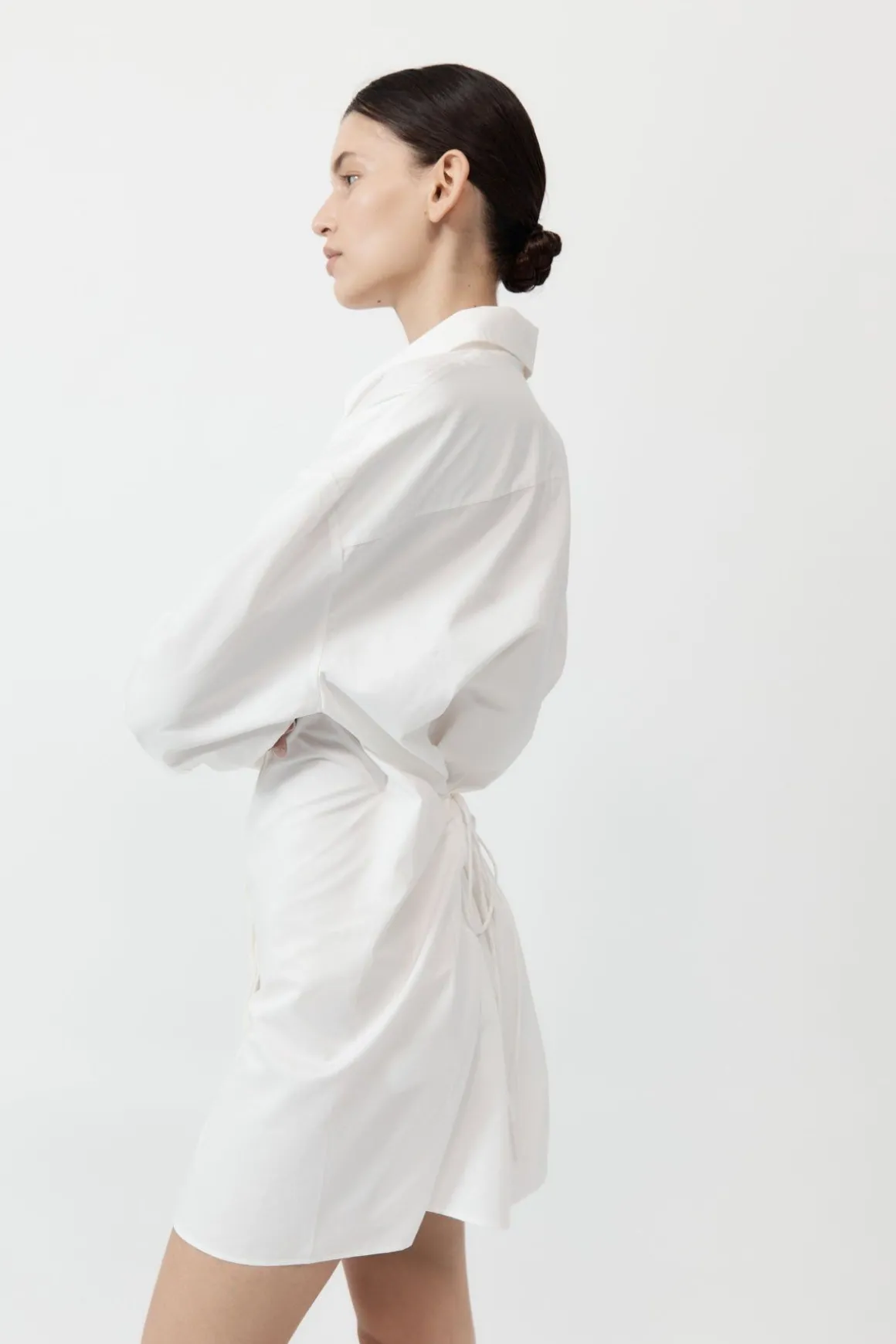 St. Agni Cotton Oversized Shirt Dress - White
