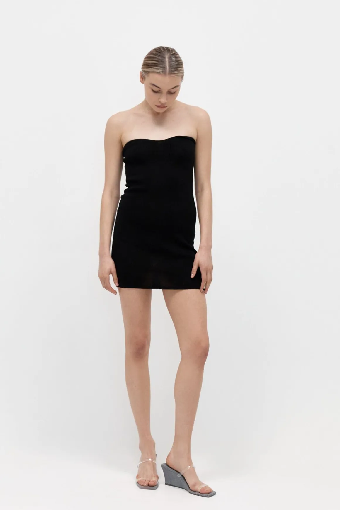 St. Agni Curve Knit Mini Dress - Black