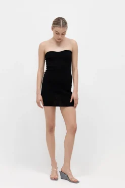 St. Agni Curve Knit Mini Dress - Black