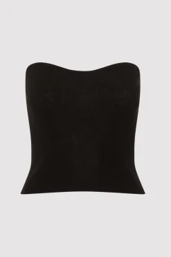 St. Agni Curve Knit Top - Black