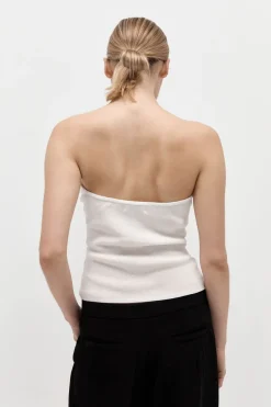 St. Agni Curve Knit Top - White