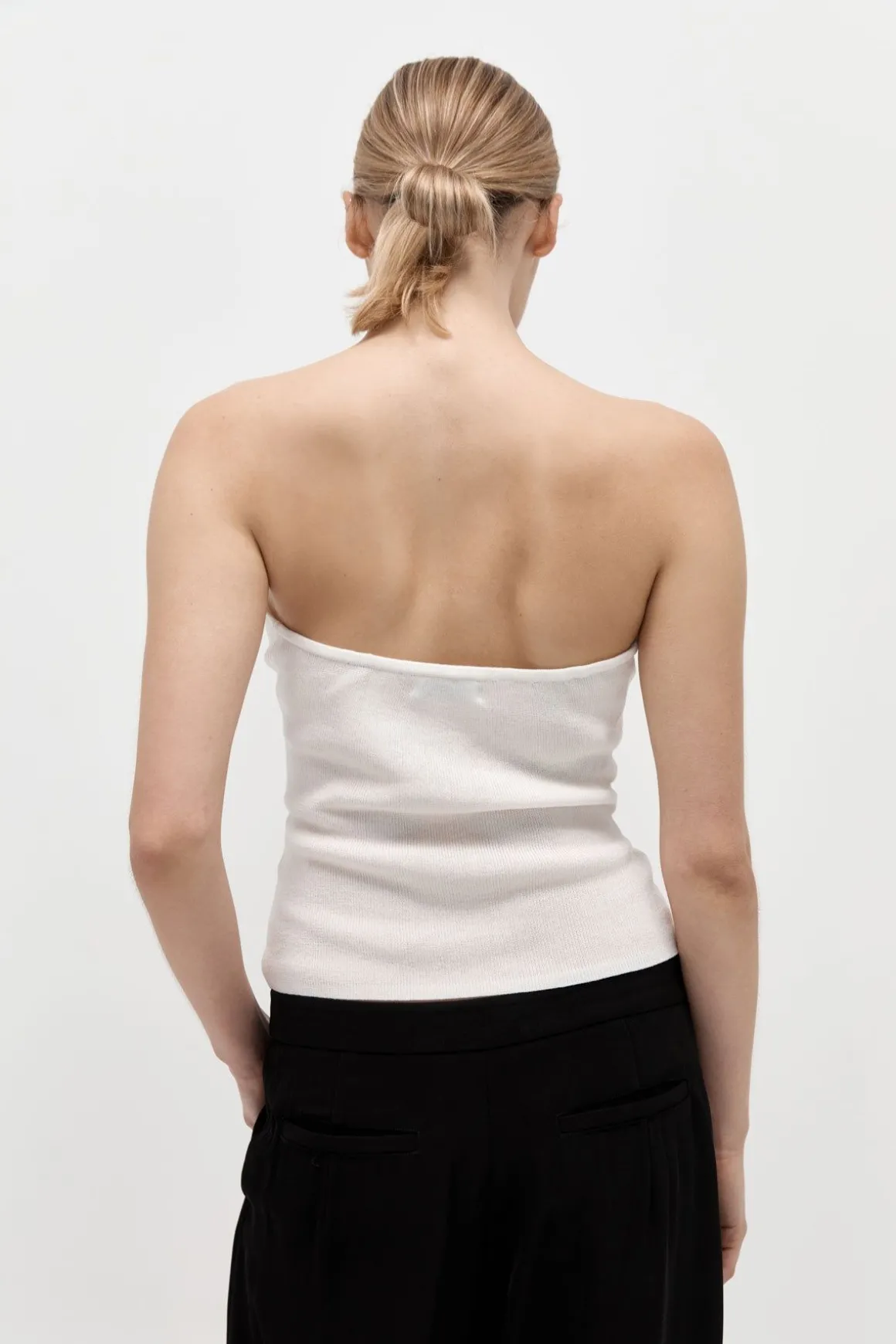 St. Agni Curve Knit Top - White