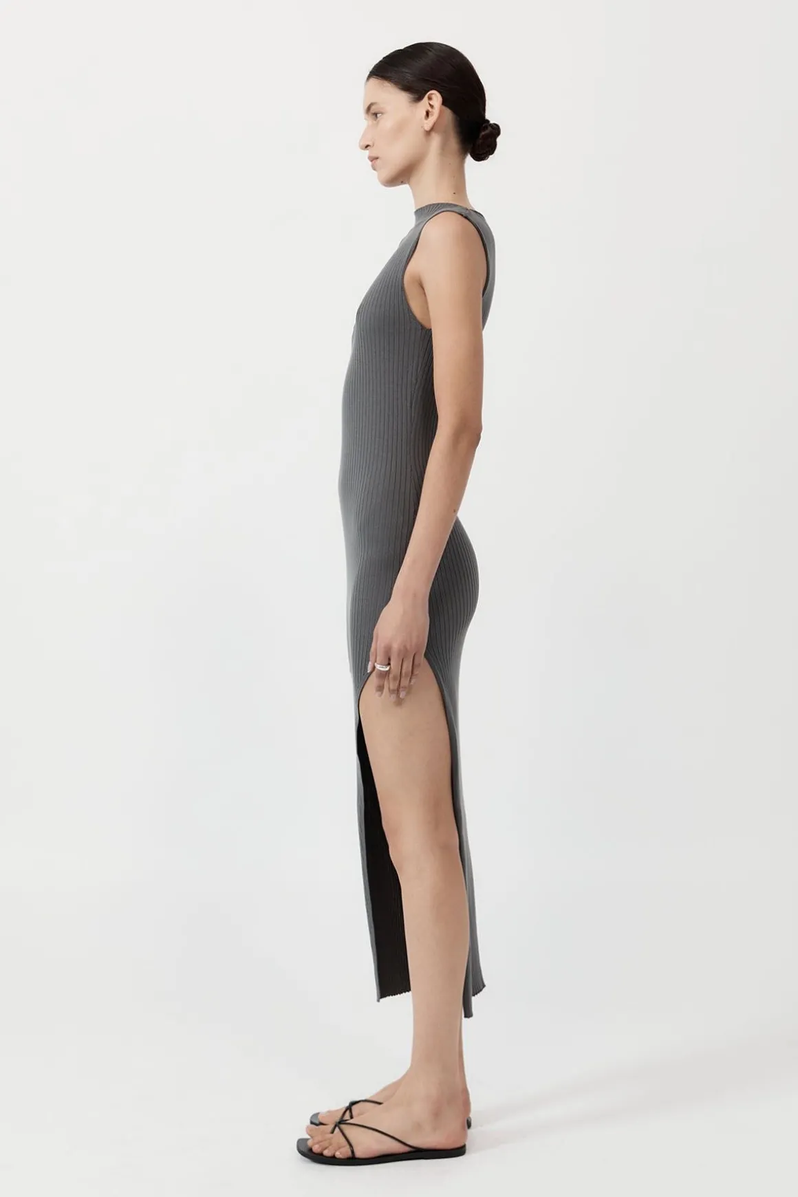 St. Agni Cut Away Knit Dress - Stone Grey