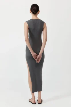 St. Agni Cut Away Knit Dress - Stone Grey