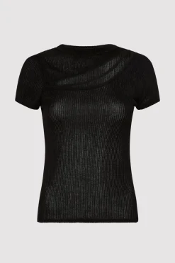 St. Agni Cut Out Knit Tee - Black