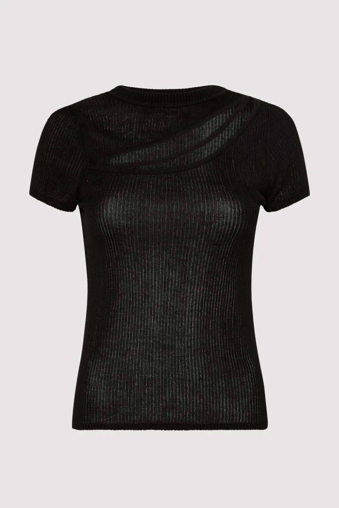 St. Agni Cut Out Knit Tee - Black