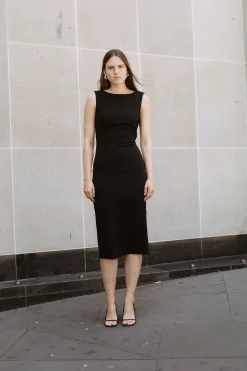St. Agni Cut Out Midi Dress - Black