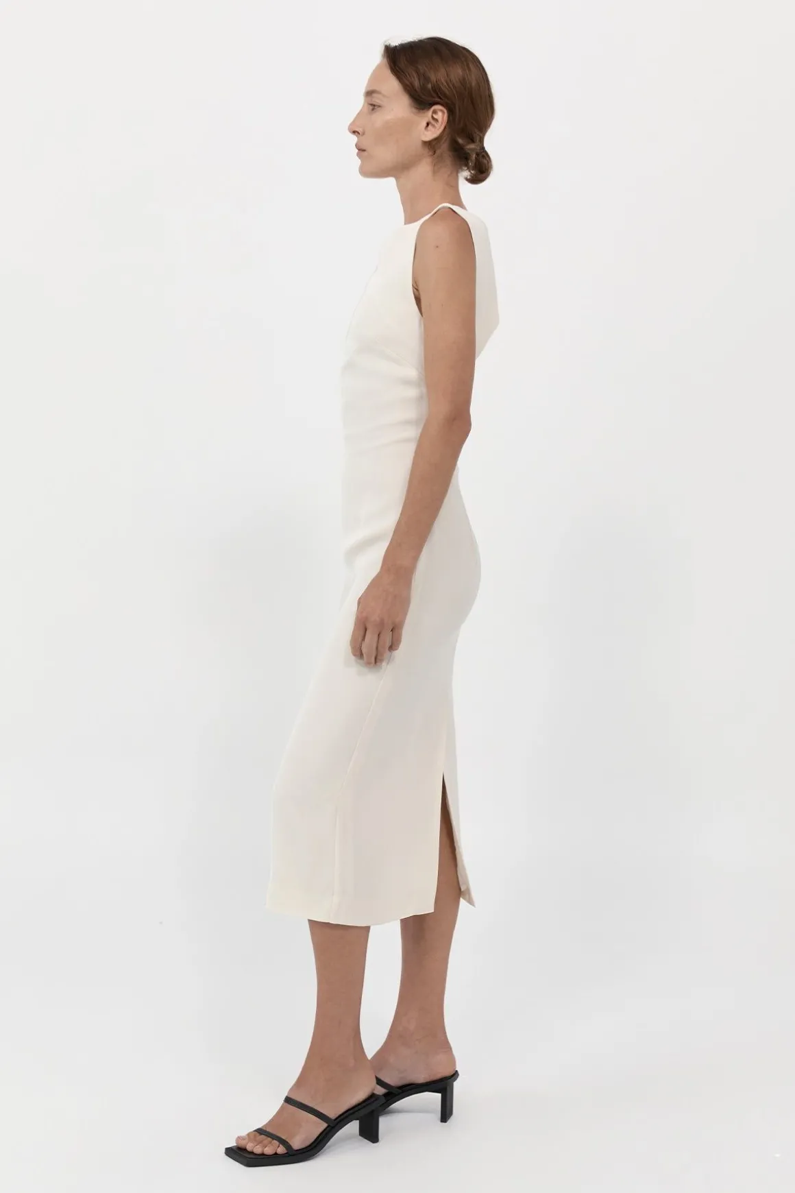 St. Agni Cut Out Midi Dress - Cool White