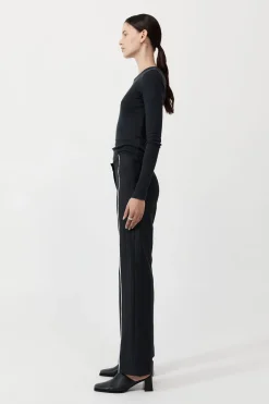 St. Agni Deconstructed Pinstripe Trousers - Black