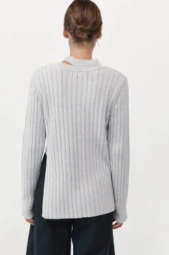 St. Agni Deconstructed Rib Knit Jumper - Soft Grey