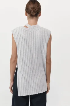 St. Agni Deconstructed Rib Knit Tunic - Soft Grey