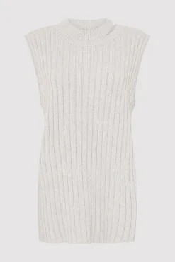St. Agni Deconstructed Rib Knit Tunic - Soft Grey