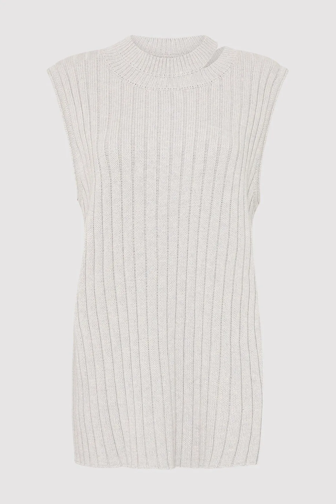 St. Agni Deconstructed Rib Knit Tunic - Soft Grey
