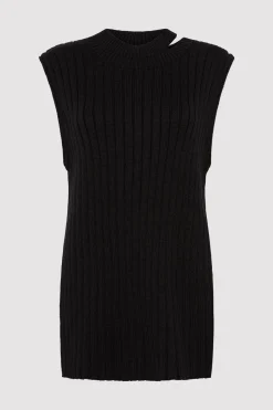St. Agni Deconstructed Rib Knit Tunic - Black