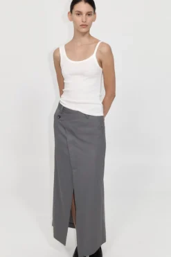 St. Agni Deconstructed Waist Maxi Skirt - Pewter Grey
