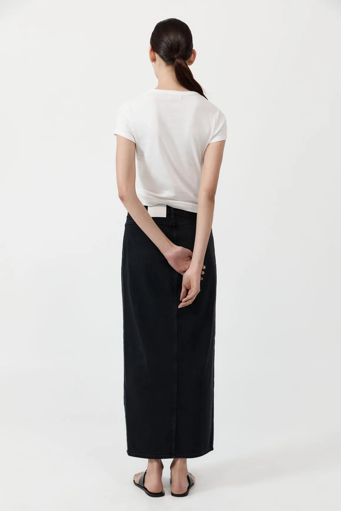 St. Agni Denim Maxi Skirt - Washed Black
