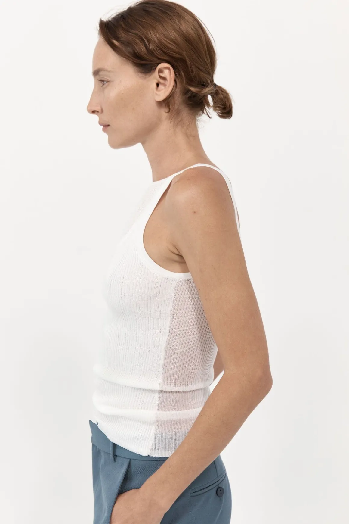 St. Agni Double Layer Knit Singlet - White