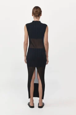 St. Agni Fine Pleat Knit Dress - Black