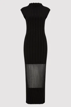 St. Agni Fine Pleat Knit Dress - Black
