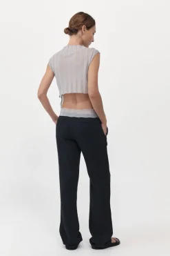 St. Agni Fine Pleat Knit Top - Silver