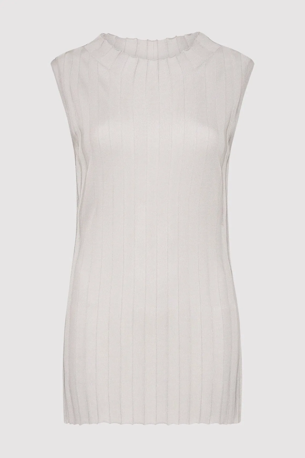 St. Agni Fine Pleat Knit Top - Silver